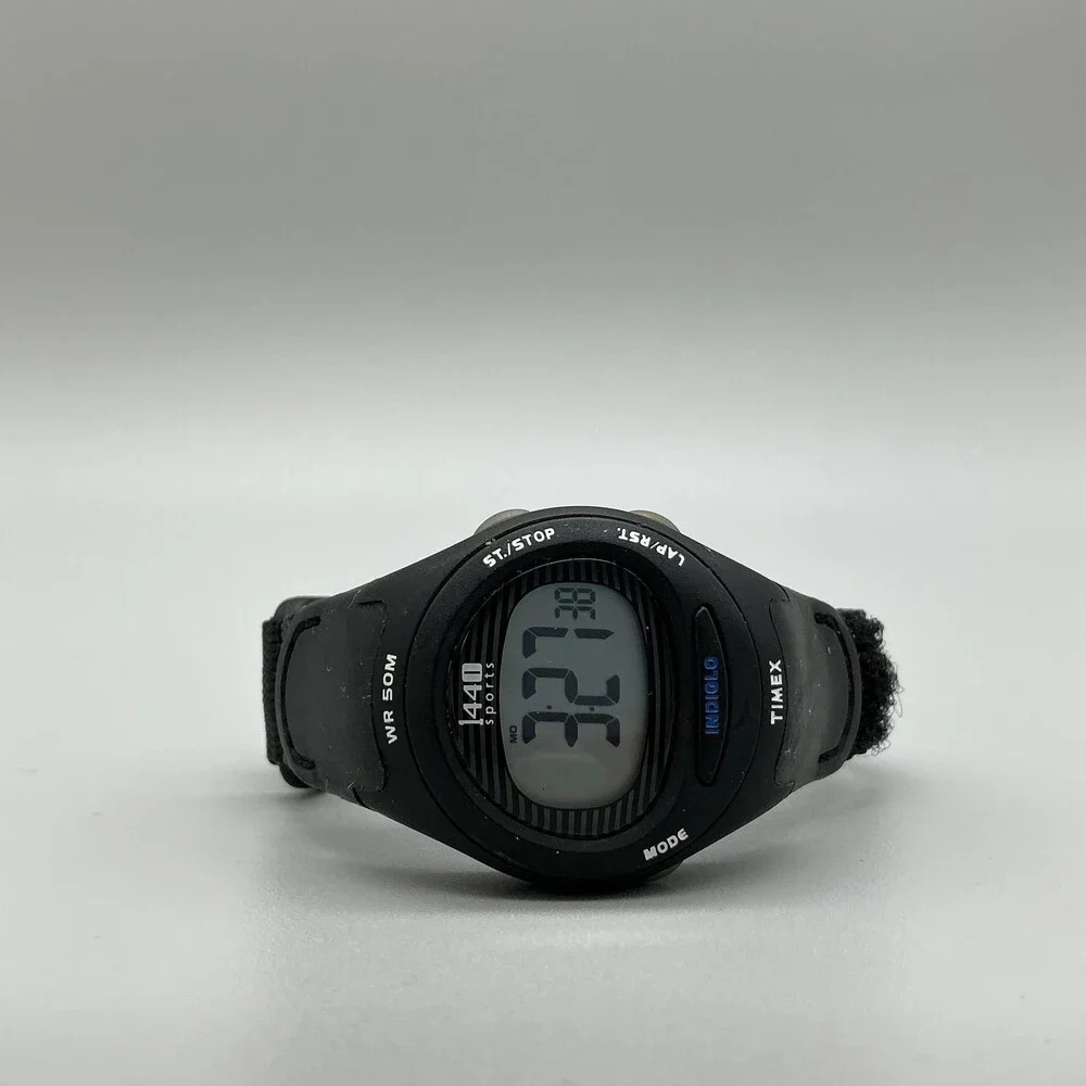 Timex 1440 Sports Unisex Watch 34mm Digital Dial Black Band Indiglo New Battery